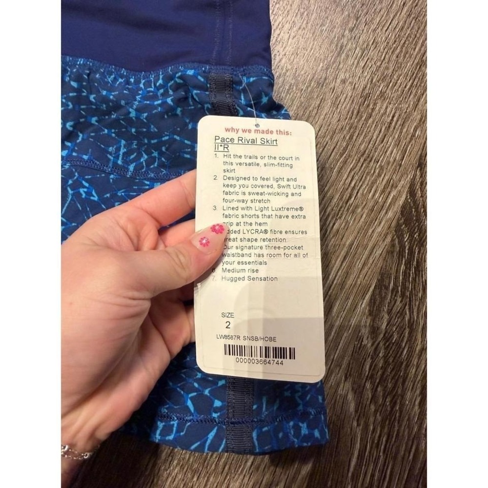 Lululemon Pace Rival Skirt II *R Blue Geometric Print Tennis Skort LW8587R Size - Picture 3 of 6